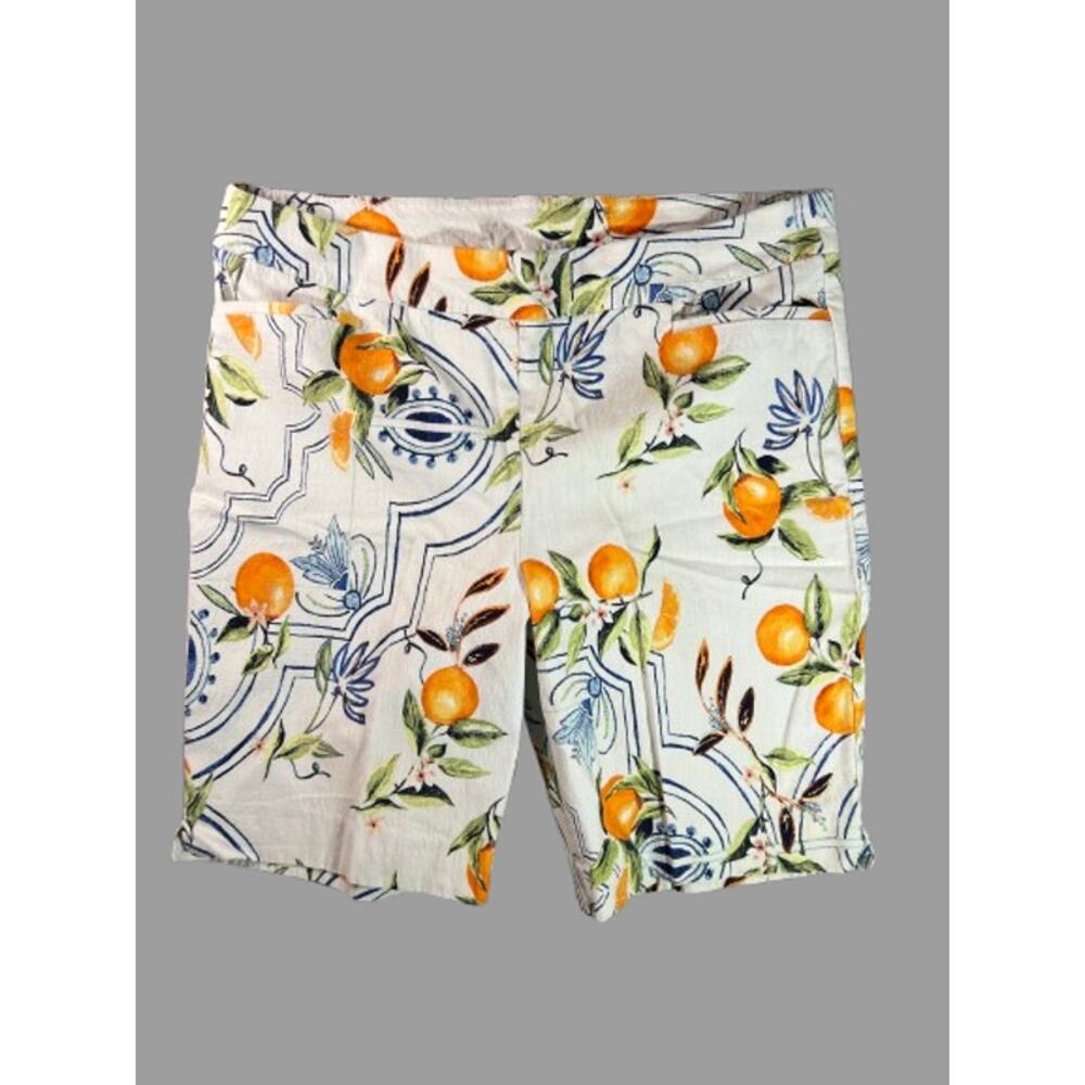 Chico's brand Bermuda shorts orange blue womens 16